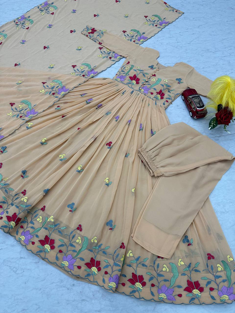 ✨ Elegant Embroidered Gown Set ✨