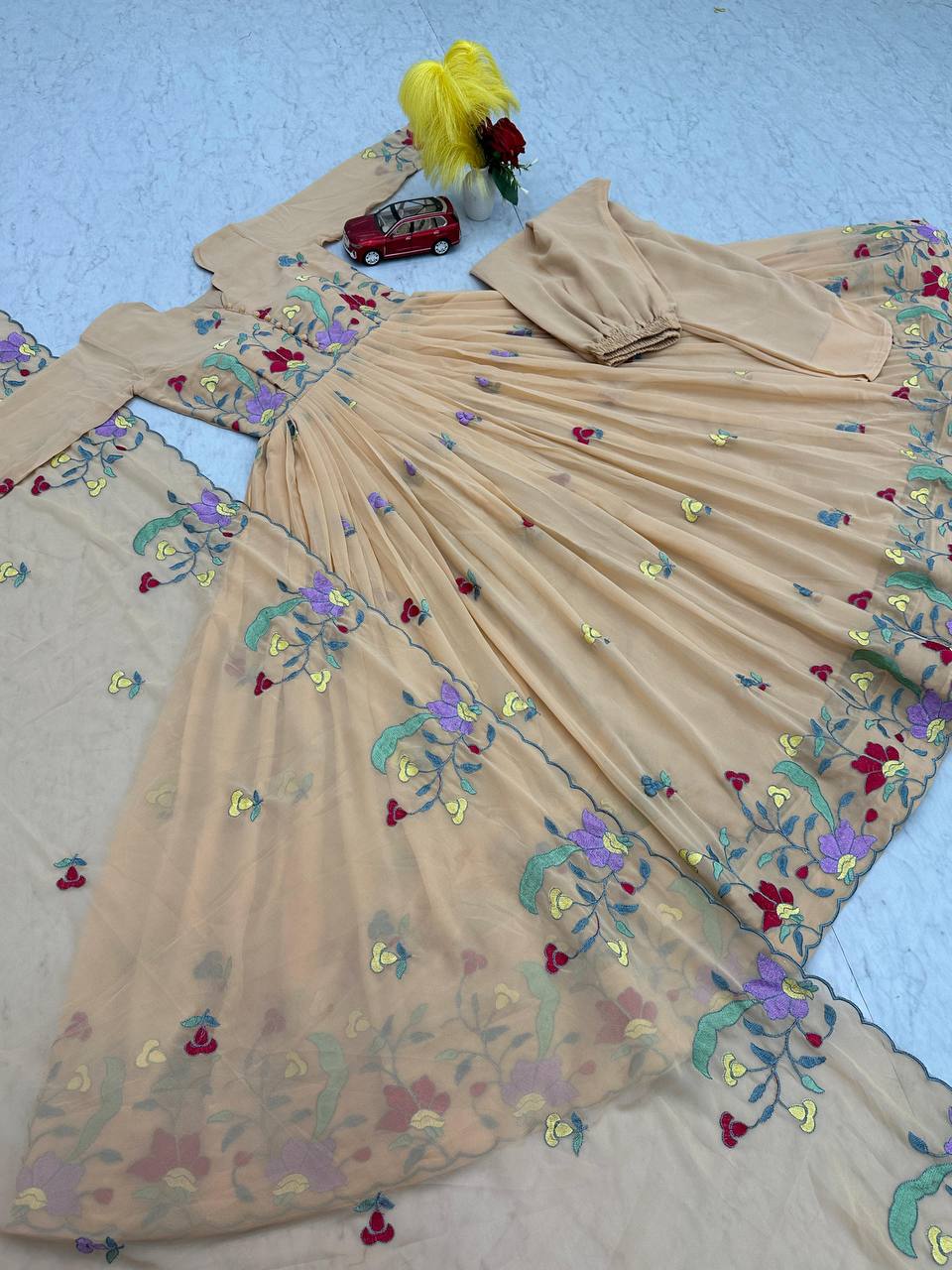 ✨ Elegant Embroidered Gown Set ✨