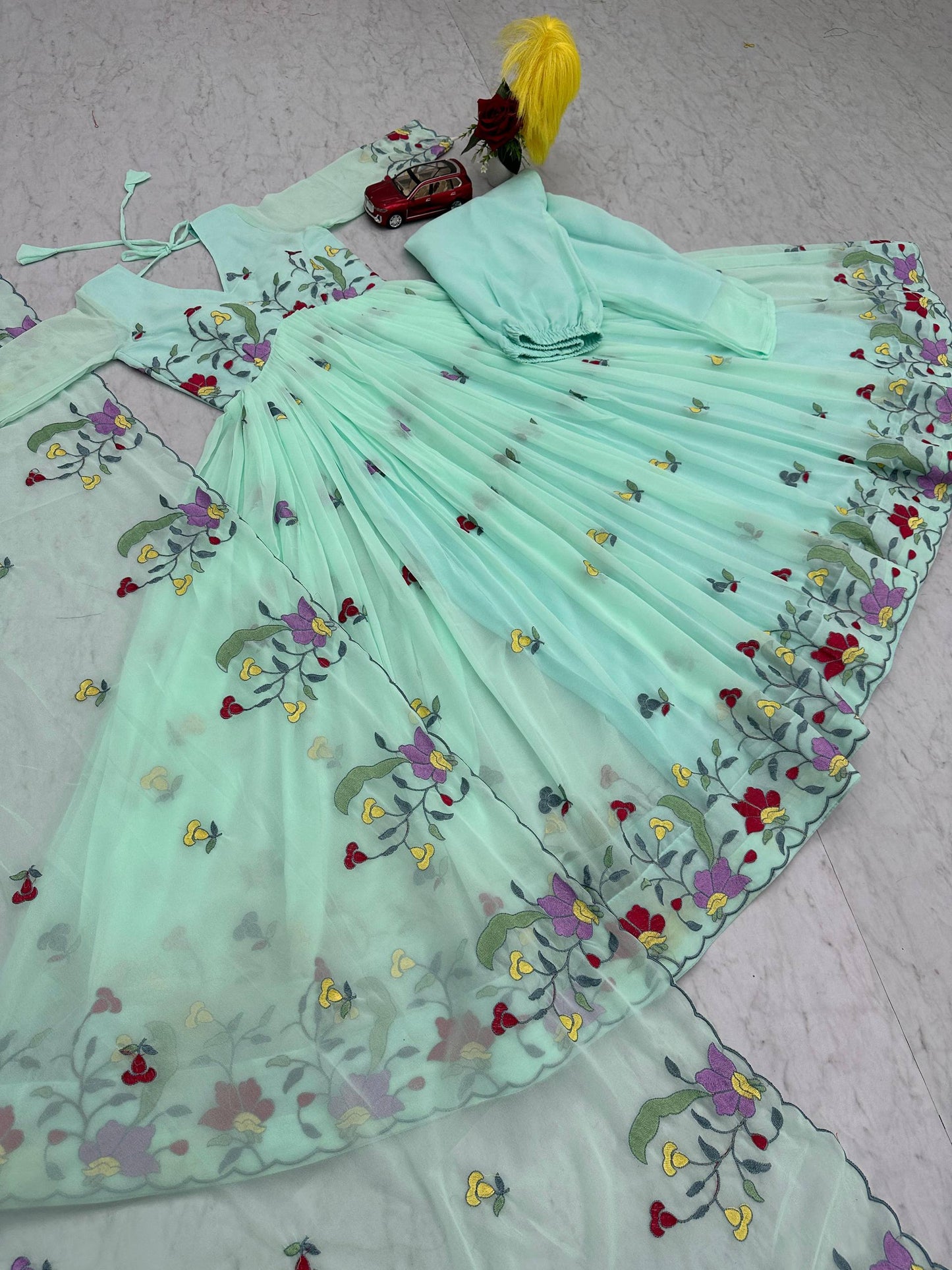 ✨ Elegant Embroidered Gown Set ✨