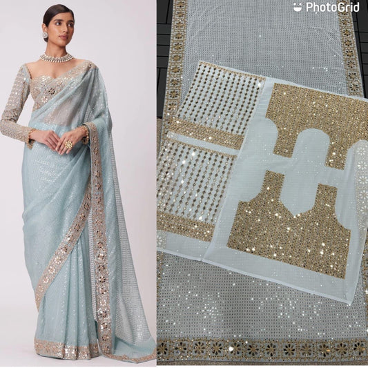 The Grandeur Collection: Heavy Mirror & Sequin Work Saree