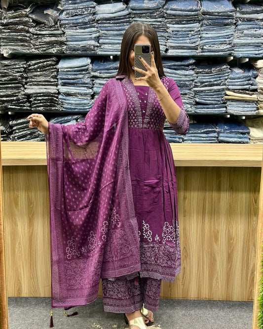 Elegant Fresh Summer Hues Anarkali Kurta Set with Adda Work