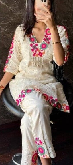 legant Cotton Shiffley Embroidered Top & Pant Set