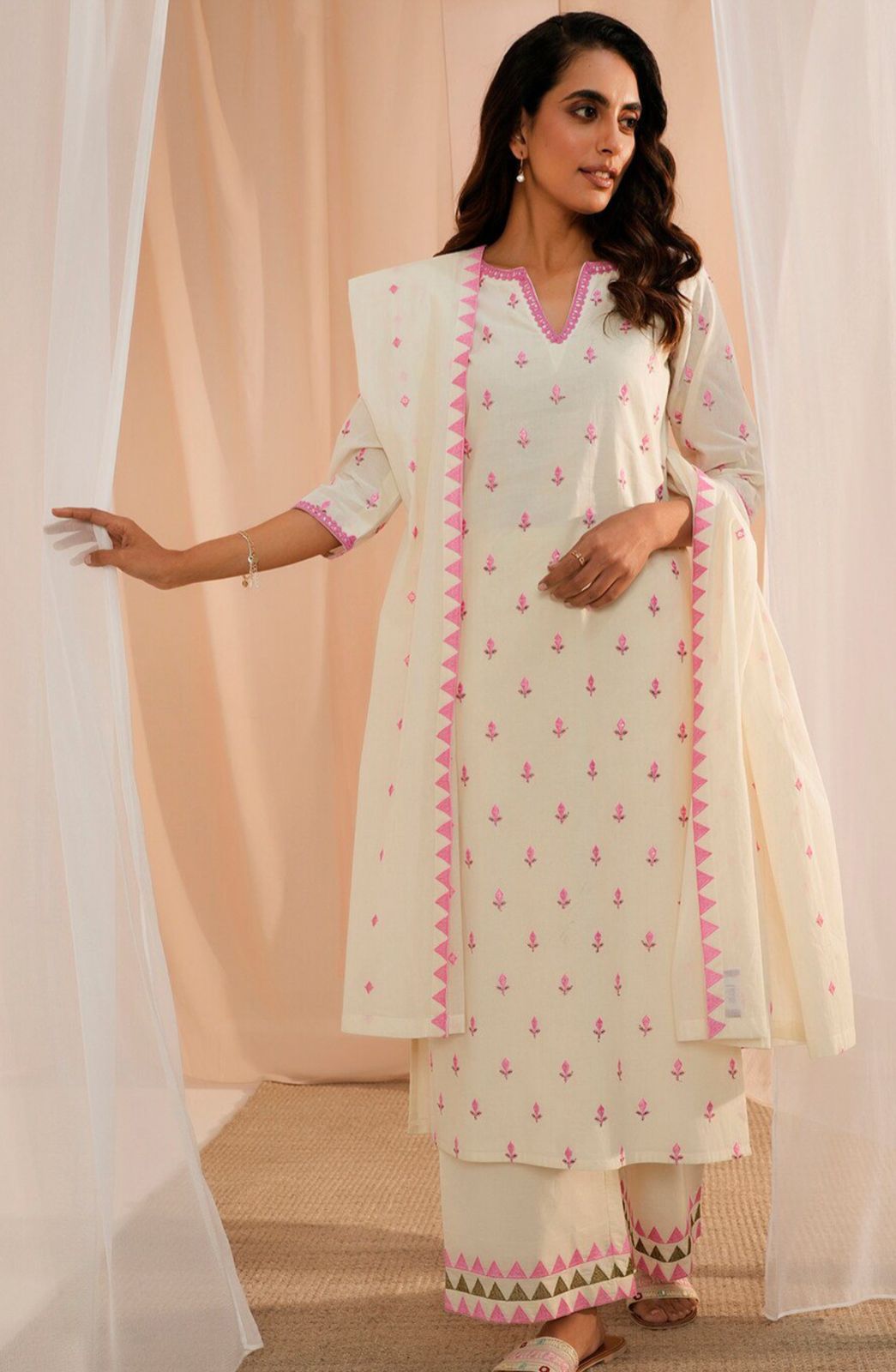 NEW PURE COTTON WHITE KURTA SET