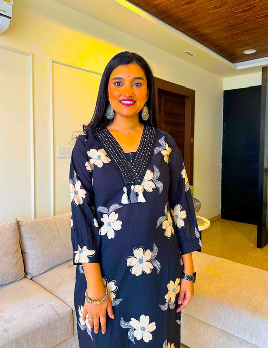 New Floral Print Flair Suit Set