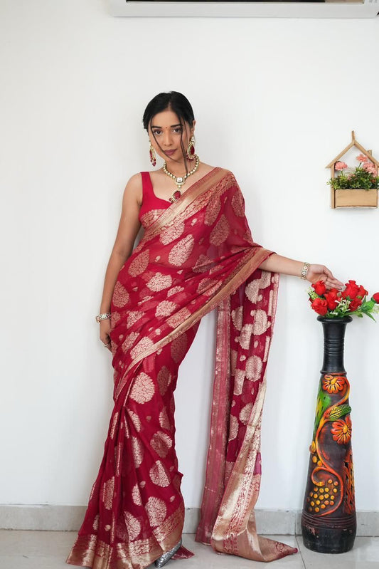 Elegant Soft Lichi Silk Saree with Jacquard Work