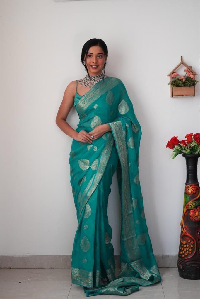 Soft Lichi Silk Saree with Jacquard Work