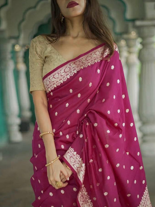 Elegant Soft Lichi Silk Saree with Jacquard Work
