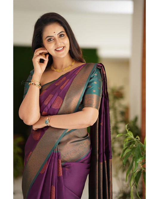 Elegant Soft Lichi Silk Saree with Jacquard Work