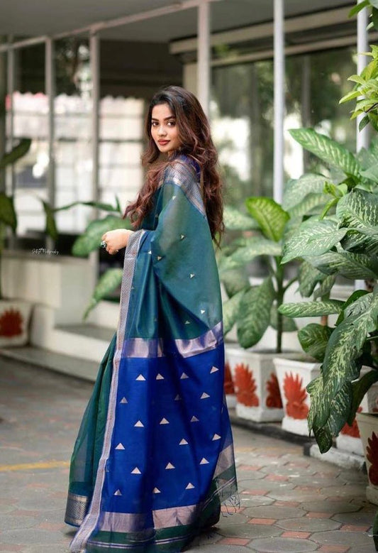 Blue Color Premium Soft Lichi Silk Saree
