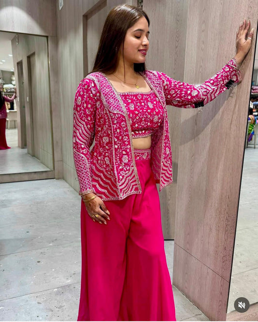Rani Pink Palazzo Koti Blouse Set