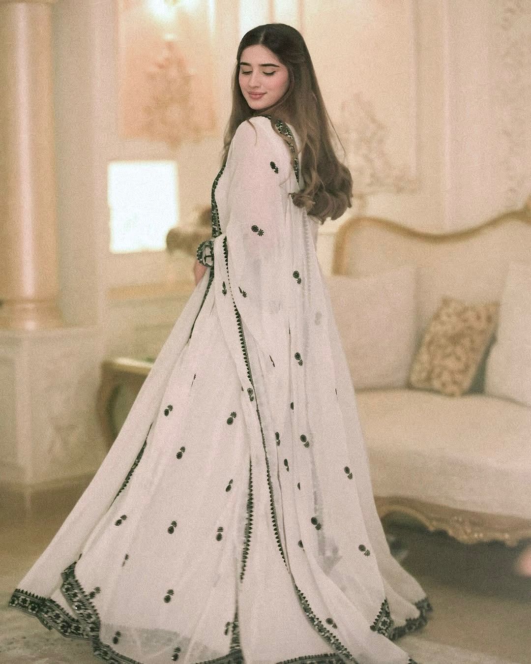 Elegant Embroidered Gown with Dupatta – Full Stitched