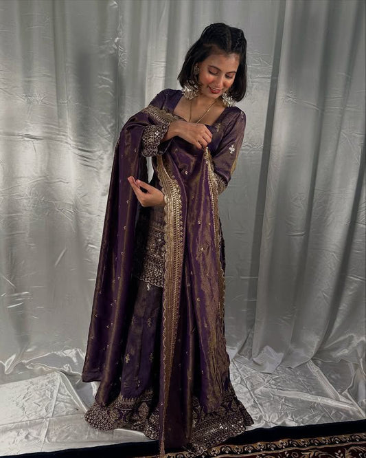 Premium Cosmos Shimmer Sharara Set