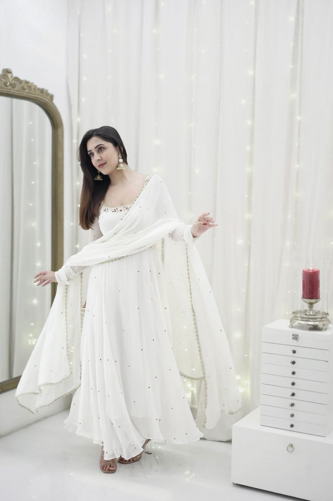 Designer Anarkali Set with Hand Work & Fancy Dupatta