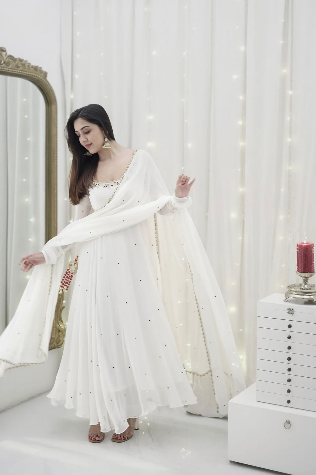 Designer Anarkali Set with Hand Work & Fancy Dupatta