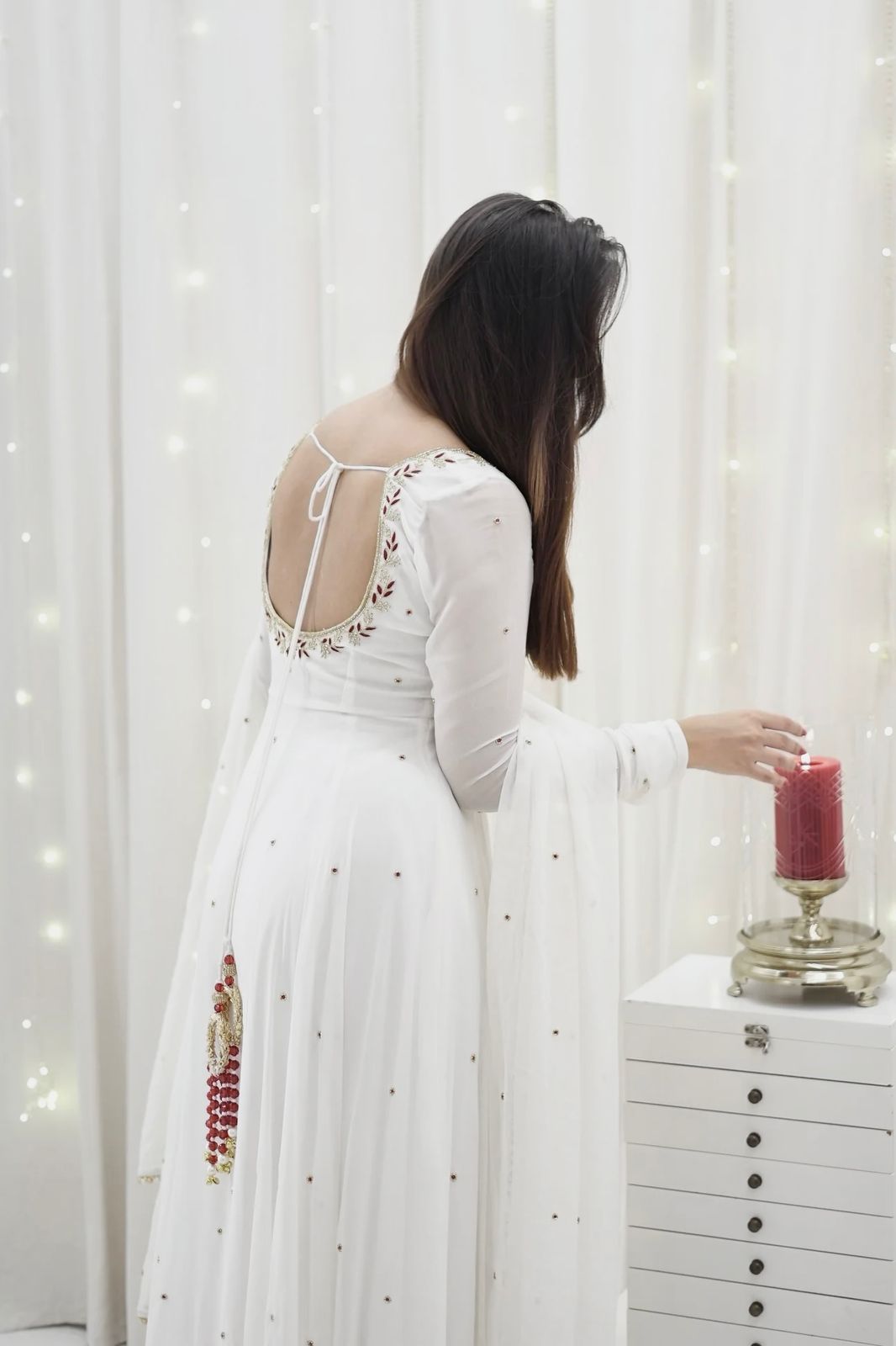 Designer Anarkali Set with Hand Work & Fancy Dupatta