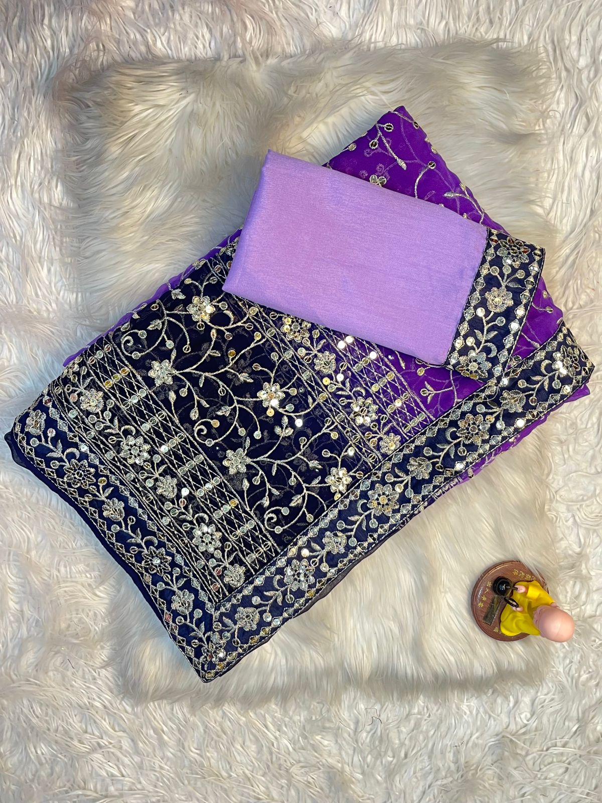 Elegant Georgette Saree with Heavy Sequin & Thread Embroidery