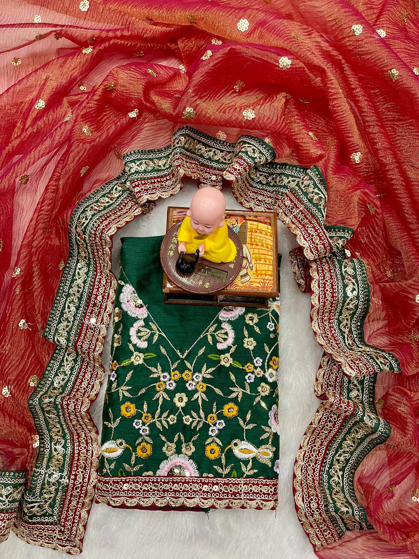Premium Banarasi Crush Embroidered Saree
