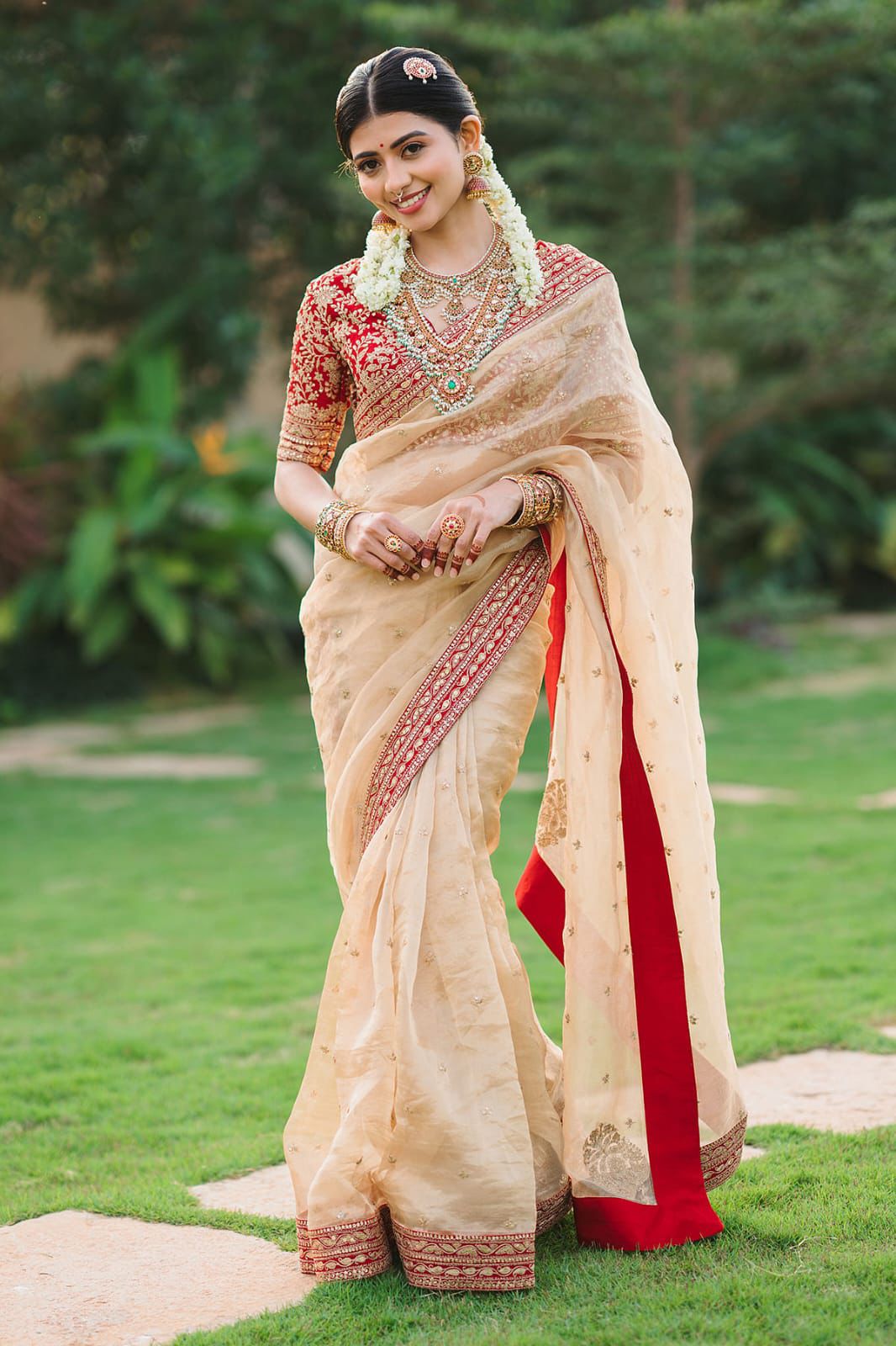 ✨Premium Jimmy Choo Embroidered Saree with Zari & Sequin Detailing✨