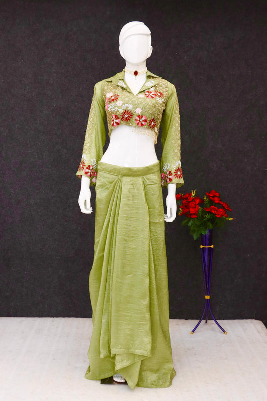 Festive-Ready Western Two-Piece Set with Hand Embroidery ❤