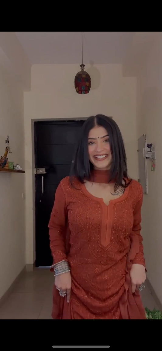 DESIGNER WEAR TOP AND PLAZO WITH DUPATTA SET