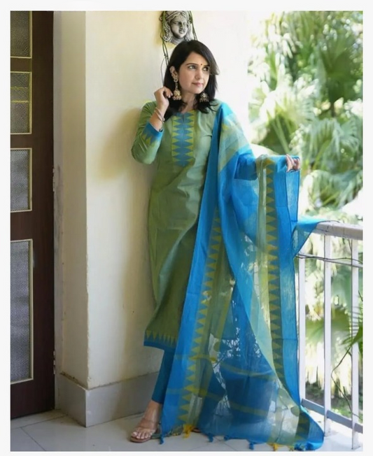 NEW COTTON KURTA PANT WITH DUPATTA SET