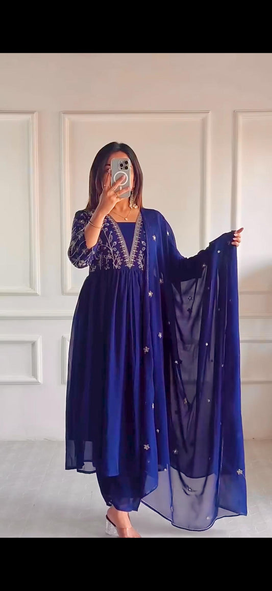 Beautiful Embroidered Gown with Dupatta Set