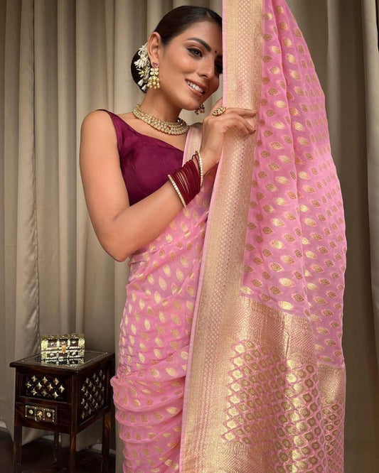 Elegant Soft Lichi Silk Saree with Jacquard Work