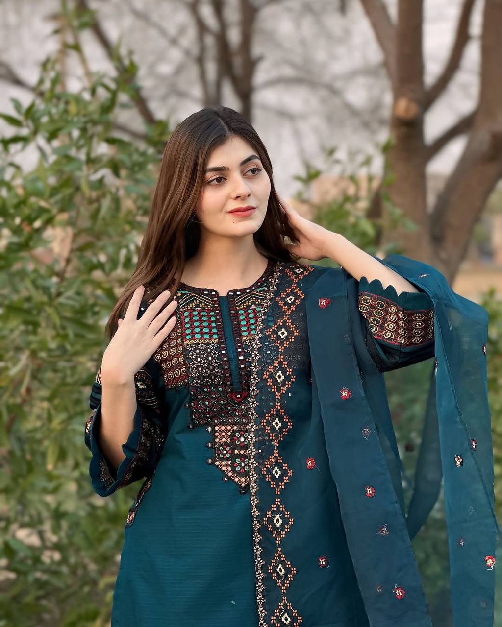 TRENDING ROMAN SILK FABRIC TOP PANT WITH DUPATTA
