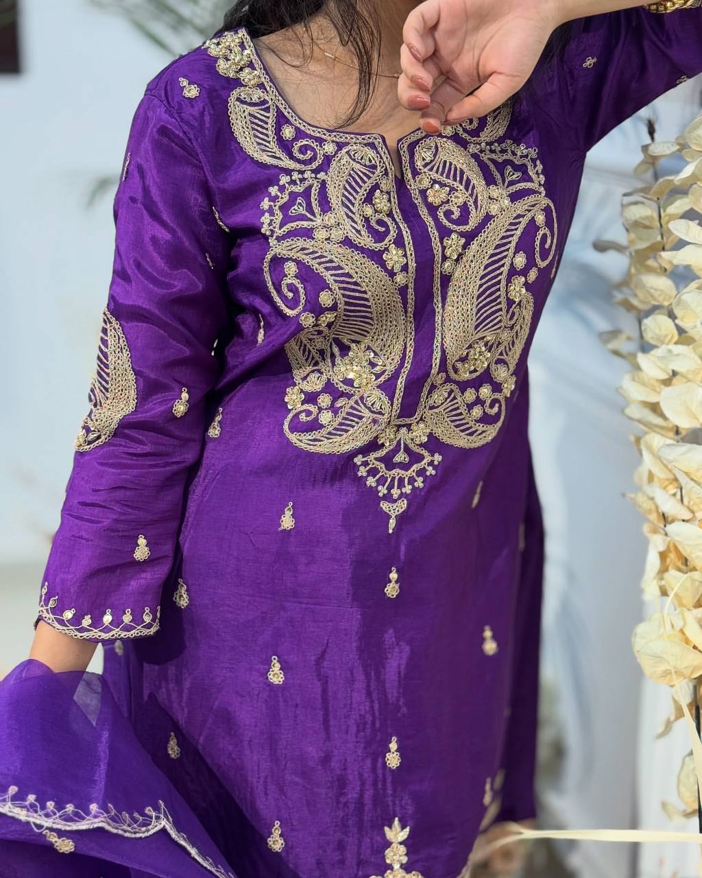 Beautiful Chinon Embroidered Lehenga Set