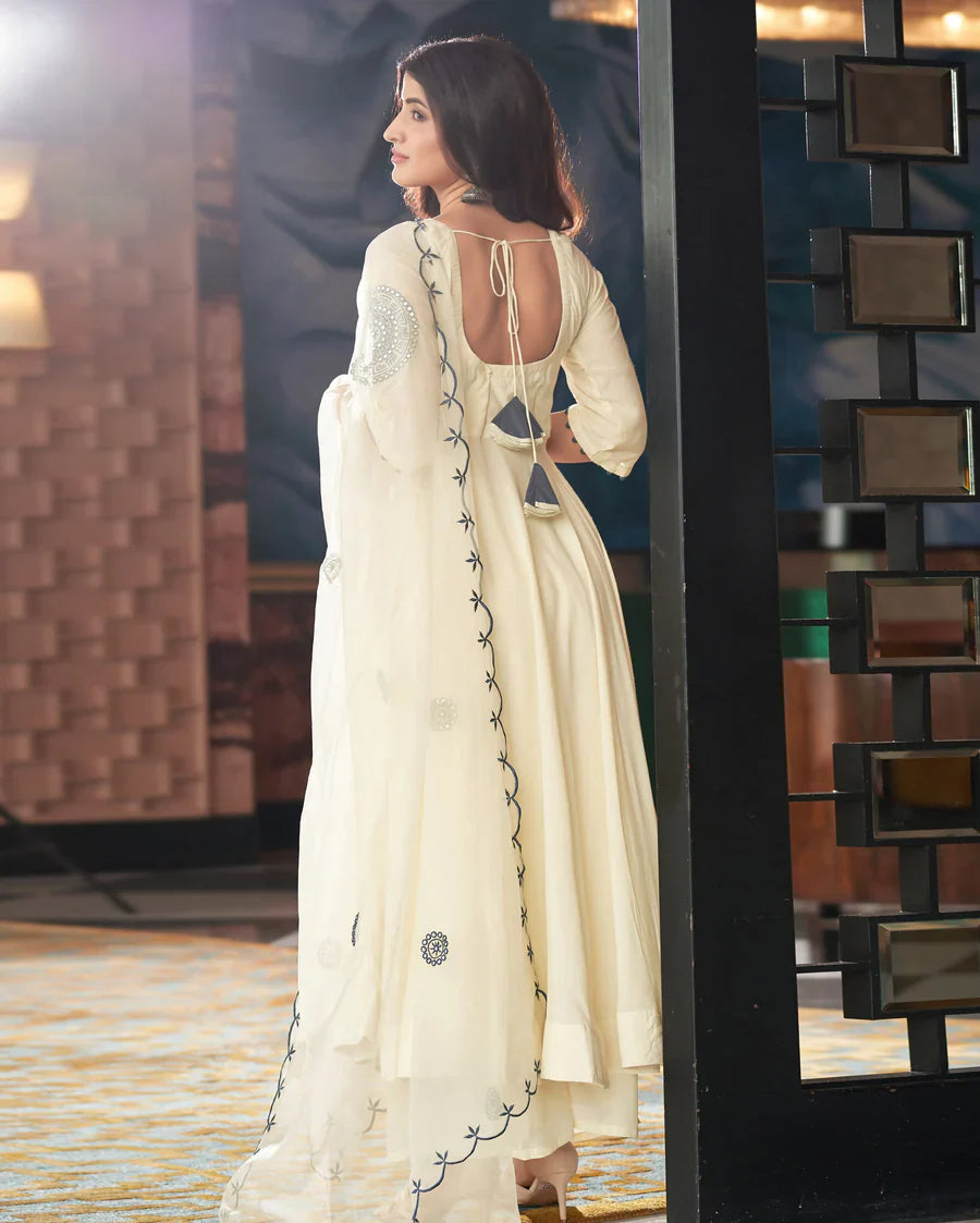 Elegant Georgette Anarkali Set with Real Mirror Work