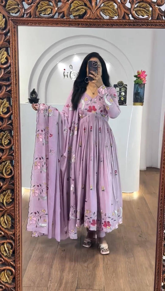 ✨ Elegant Embroidered Gown Set ✨