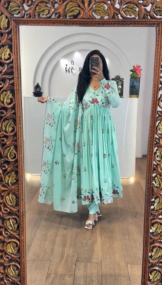 ✨ Elegant Embroidered Gown Set ✨