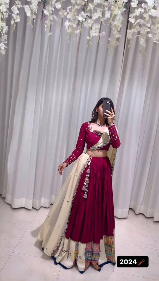 ✨ Elegant Reyon Lehenga Set with Real Mirror Work & Cutwork Dupatta 💃