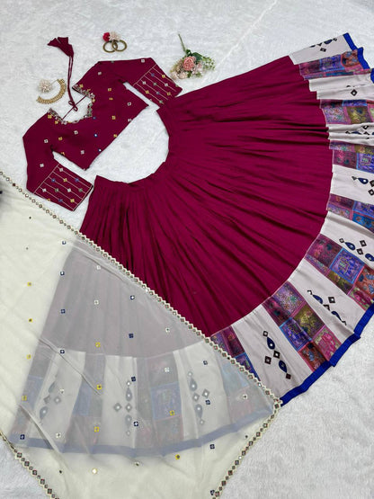 ✨ Elegant Reyon Lehenga Set with Real Mirror Work & Cutwork Dupatta 💃