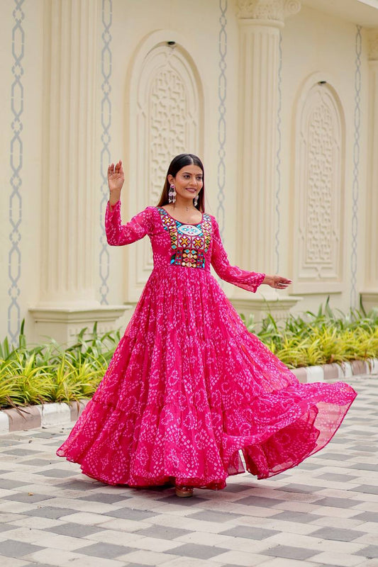 🌟 Navratri Special – Gamathi Work Gown 💃🏽✨