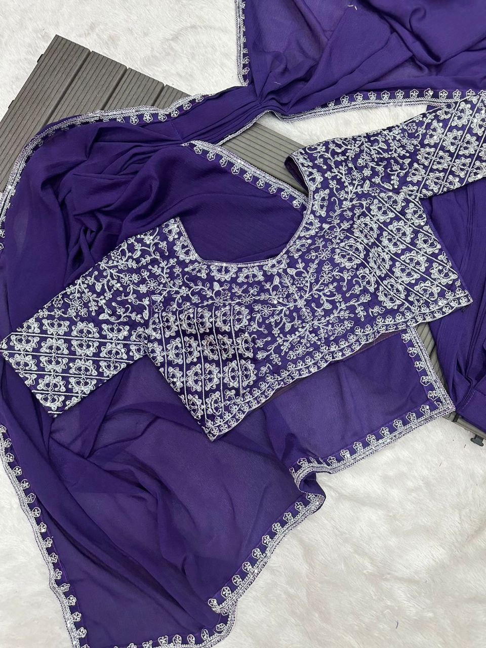 ❤ New Super Trending Embroidered Ready-to-Wear Saree Set ❤