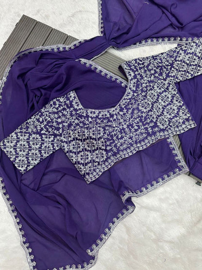 ❤ New Super Trending Embroidered Ready-to-Wear Saree Set ❤