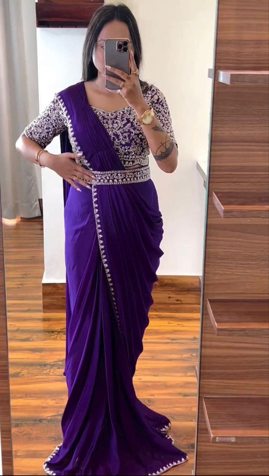 ❤ New Super Trending Embroidered Ready-to-Wear Saree Set ❤