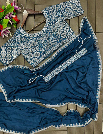 ❤ New Super Trending Embroidered Ready-to-Wear Saree Set ❤