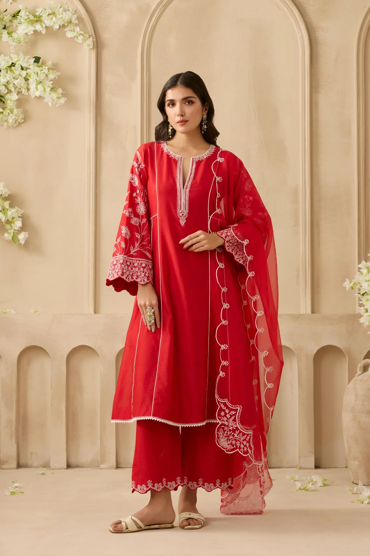 NEW BEAUTIFUL ROMAN SILK KURTA SET