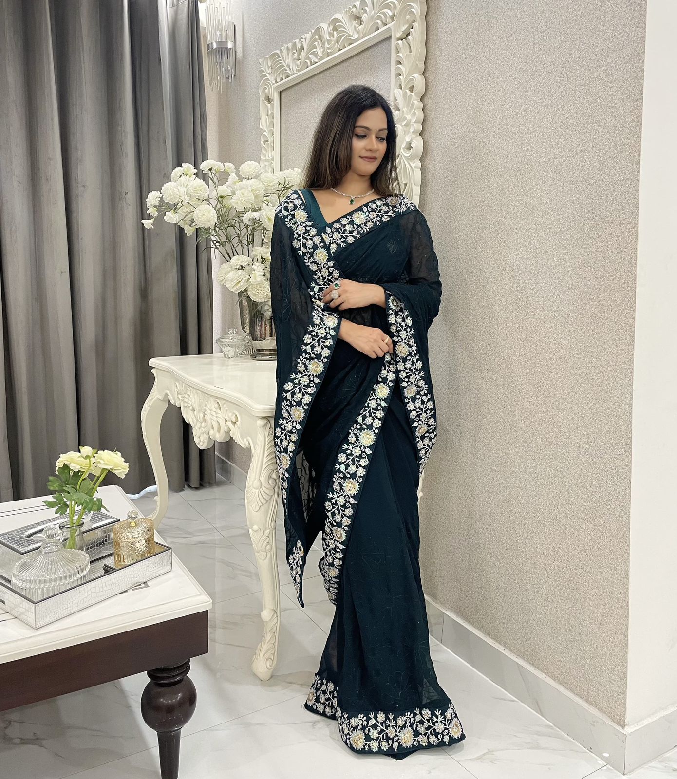 NEW BEAUTIFUL FAUX GEORGETTE SAREE