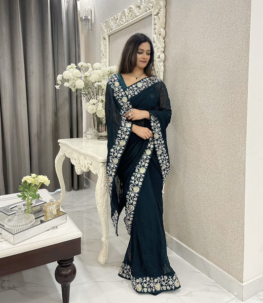 NEW BEAUTIFUL FAUX GEORGETTE SAREE