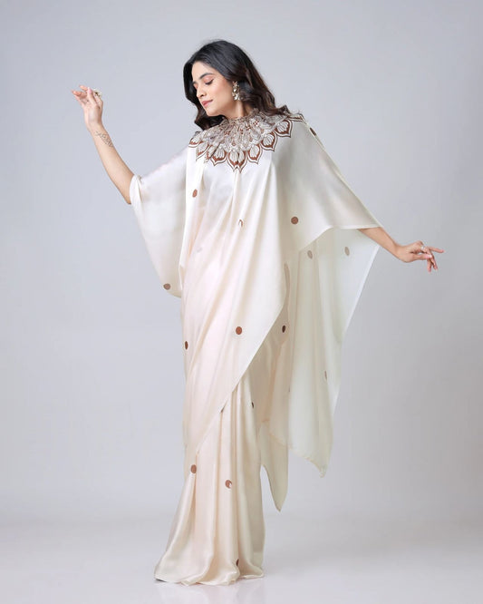 Pure Smooth Crepe Satin Silk Digital Print Saree