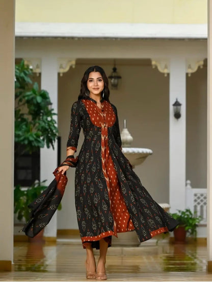 Beautiful Anarkali Kurti Set with Malmal Dupatta