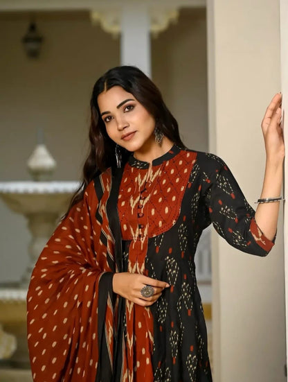 Beautiful Anarkali Kurti Set with Malmal Dupatta