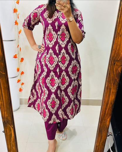 Floral Fine cotton kurti Palazza set