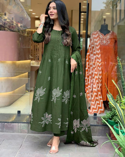 New Print Cotton Kurti Set with Dupatta