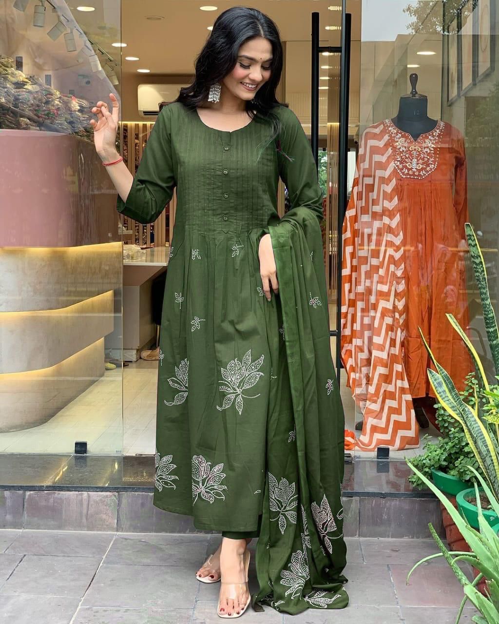 New Print Cotton Kurti Set with Dupatta