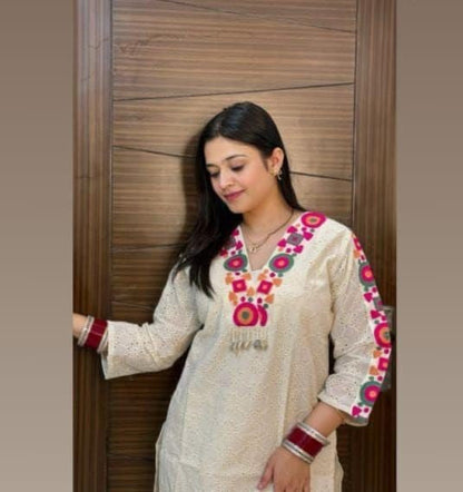 legant Cotton Shiffley Embroidered Top & Pant Set
