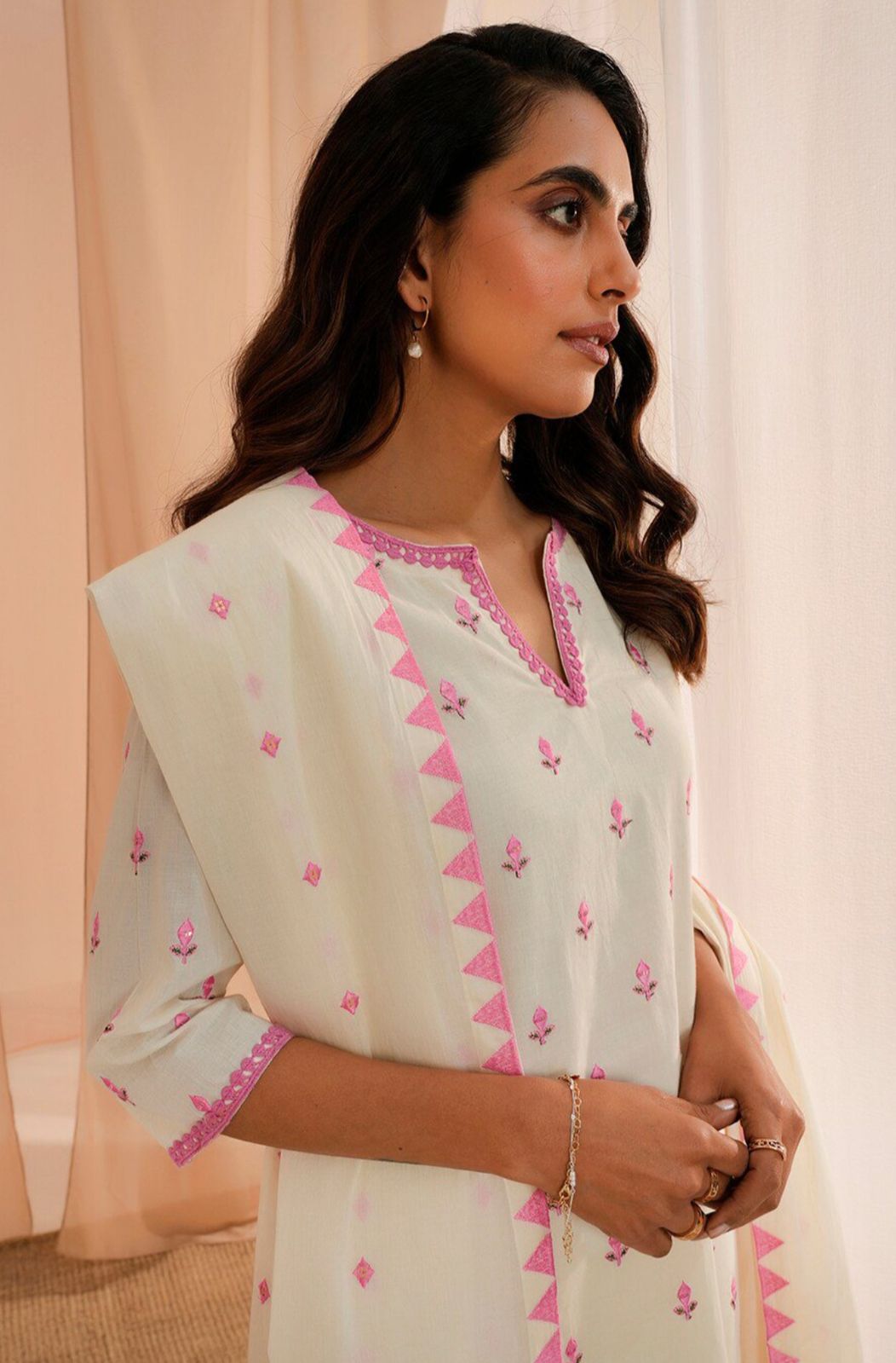 NEW PURE COTTON  WHITE KURTA SET